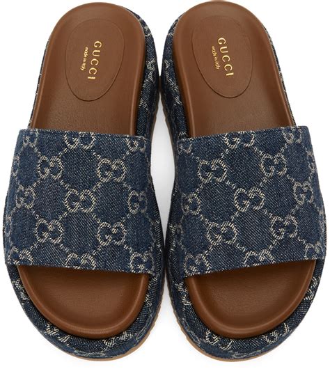 gucci sliders mens flannels|blue denim gucci slides.